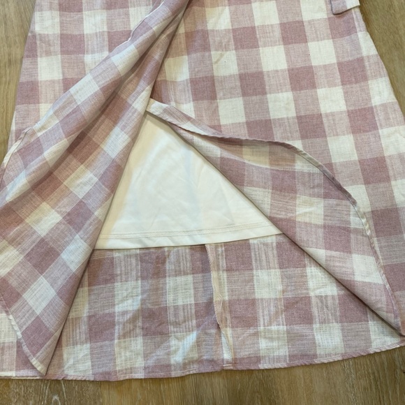SweetSalt Faux Wrap Mauve Buffalo Plaid Dress Size S - Picture 6 of 13